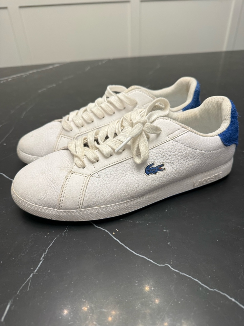 Lacoste White Sneakers with Blue Accent